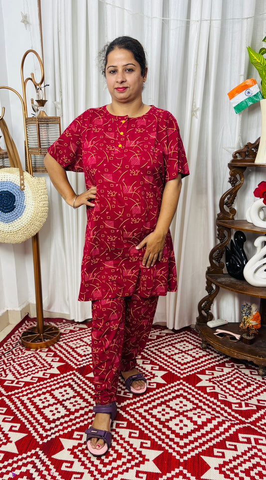 Floral Cotton Night Suit Set