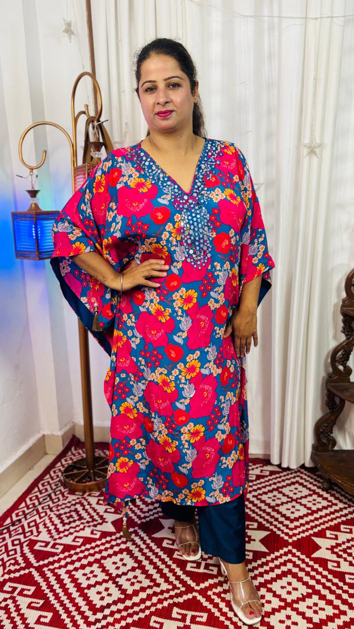 Jashan-e-Jahan – The World in Celebration (Pure Crape Kaftan Set)