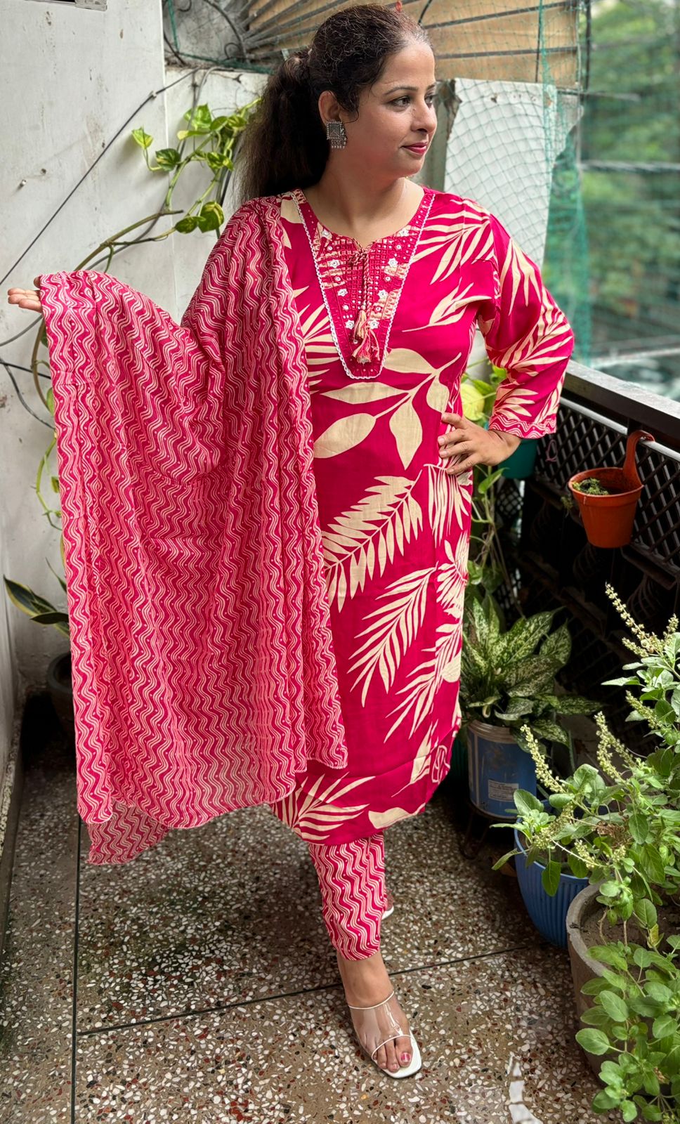 Rayon Cotton Suit Set with Cotton Dupatta