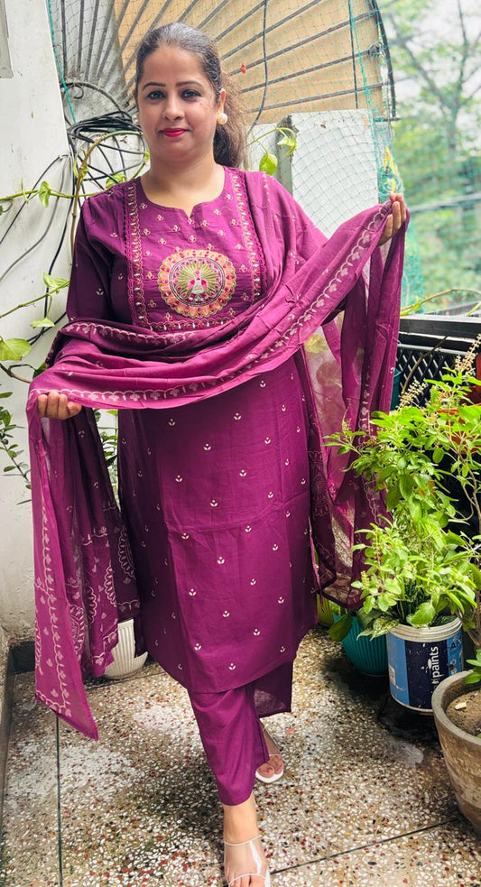 Pure Cotton straight Kurta suit