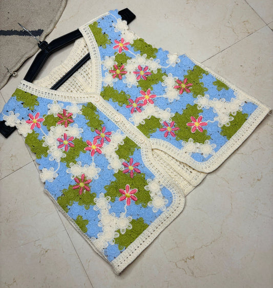 Striped Crochet Crop Top