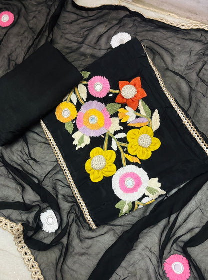 Organza Suit with Beautiful Hand Work