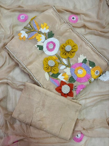 Organza Suit with Beautiful Hand Work