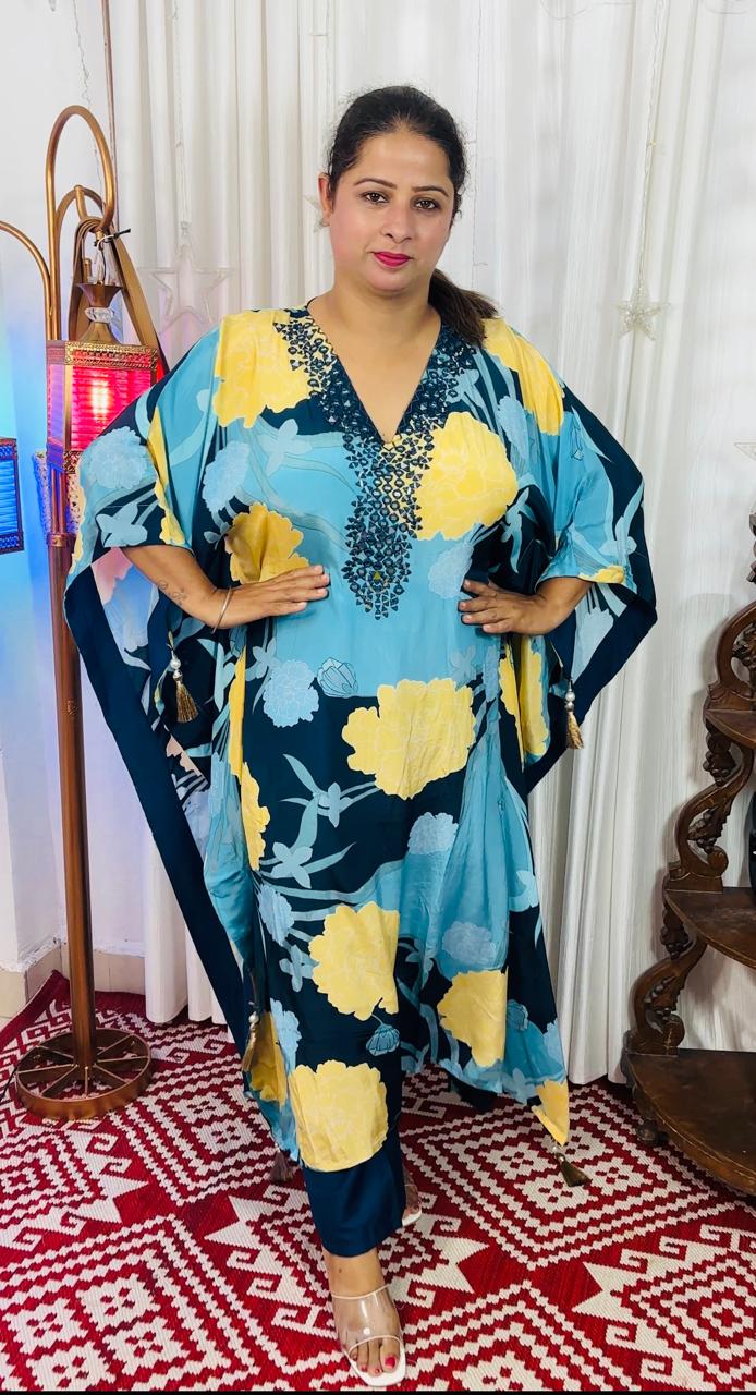 Jashan-e-Jahan – The World in Celebration (Pure Crape Kaftan Set)