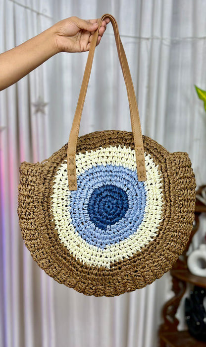 🧿 Evil Eye Bali Tod Bag – Woven Circle Edition