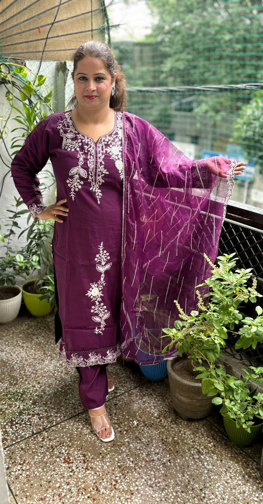 Pakistani Style Embroidered Suit Set