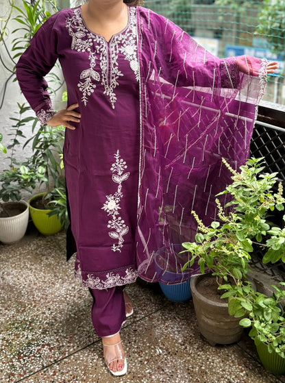 Pakistani Style Embroidered Suit Set